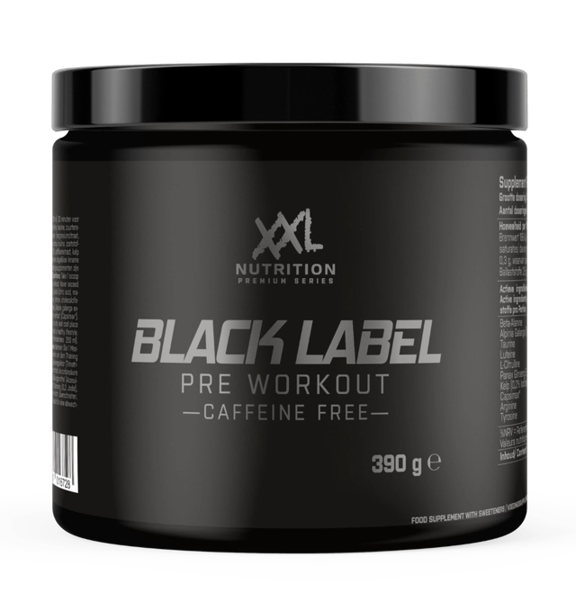 XXL Nutrition Black Label Pre Workout Orange Fruit (Cafeïnevrij) (390 gr)