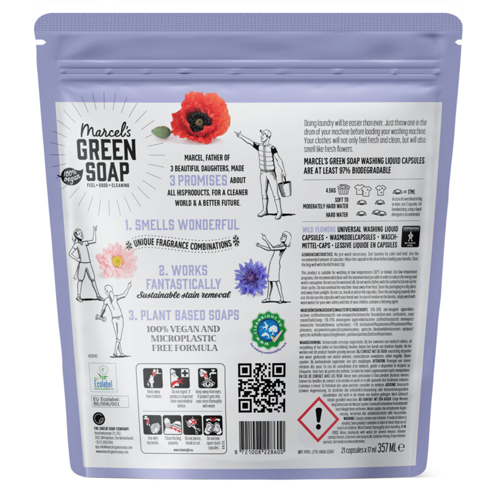 Marcel's Green Soap Wascapsules wilde bloemen (21 capsules)