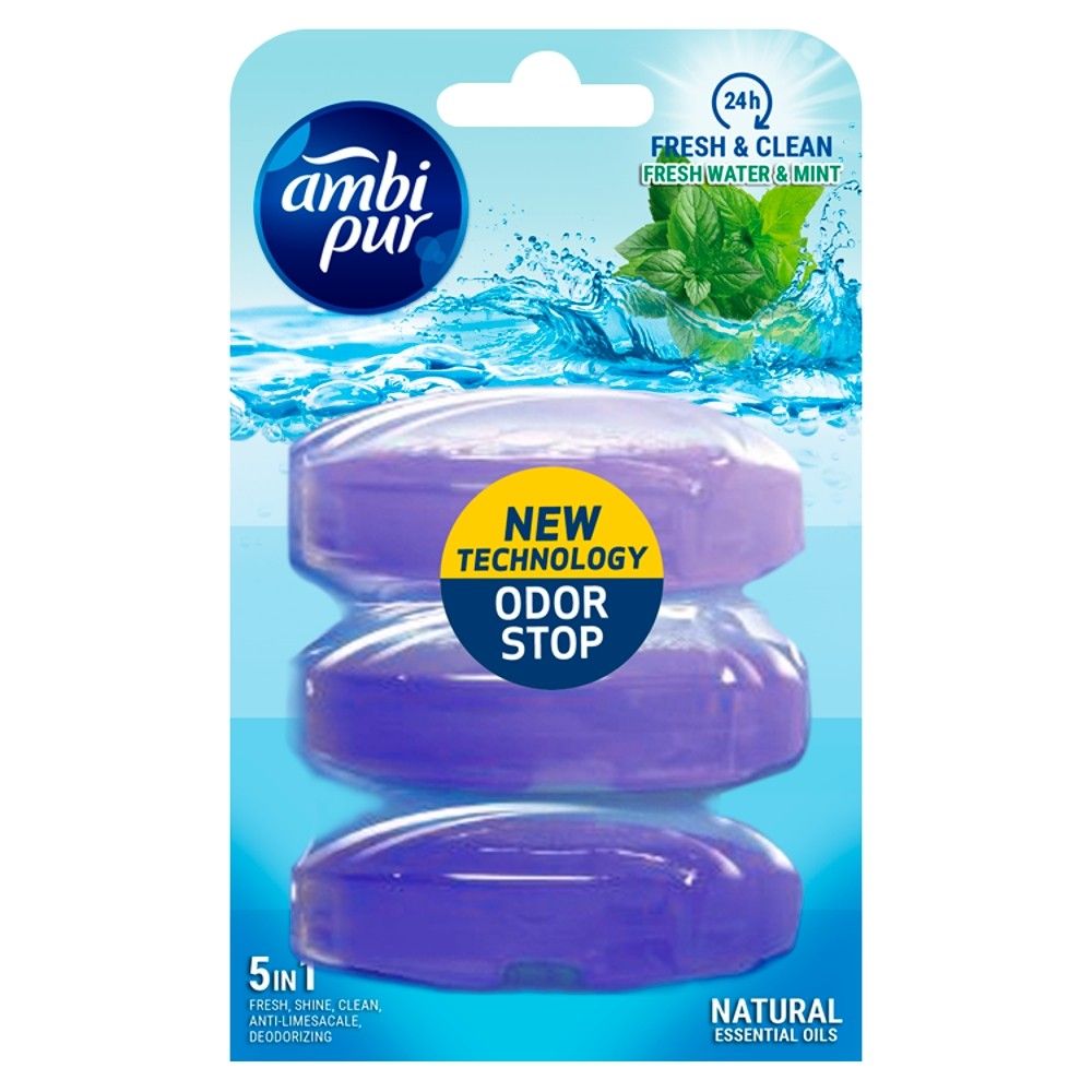 Ambi-Pur Toiletblok Navulling Fresh Water & Mint (3 x 55 ml)