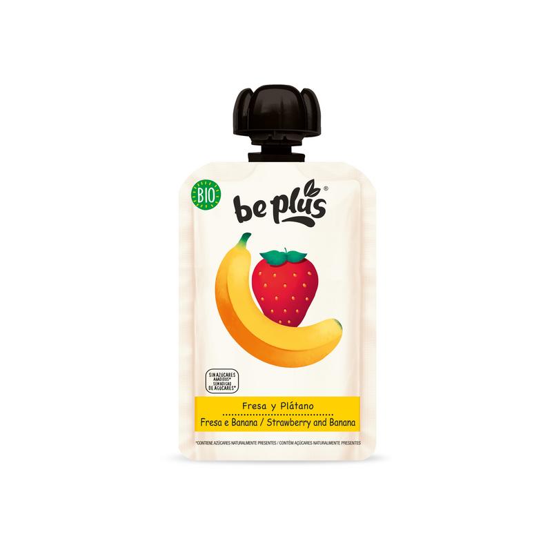 Be plus Knijpfruit 100% Strawberry Banana (100 gr)