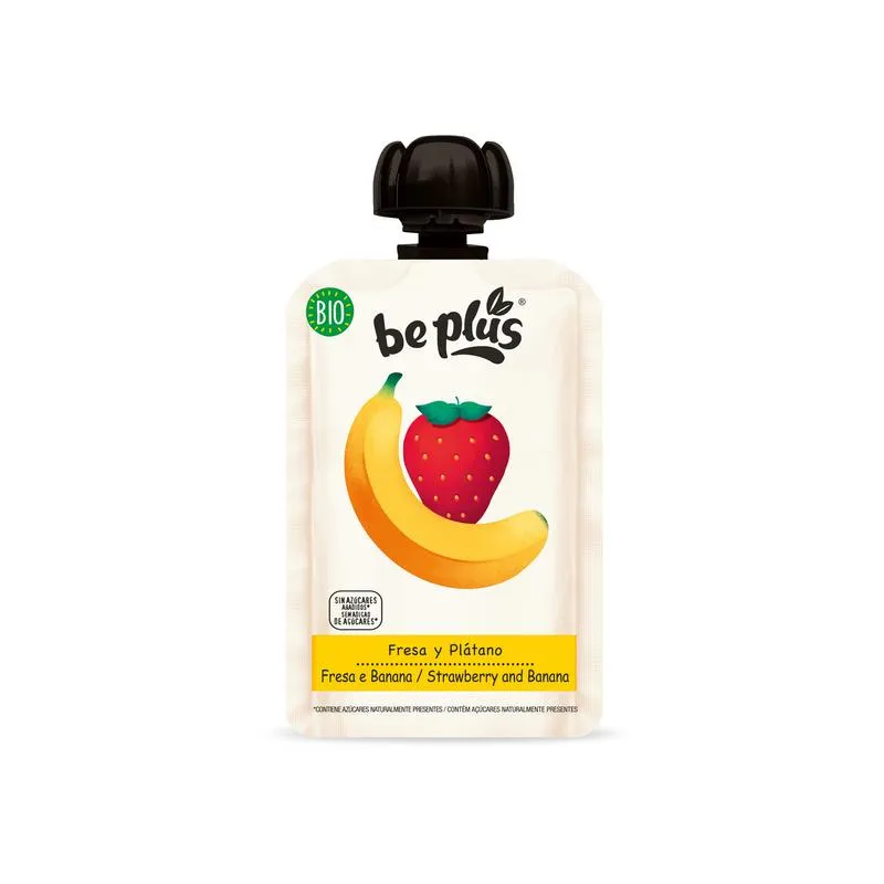 Be plus Knijpfruit 100% Strawberry Banana (100 gr)
