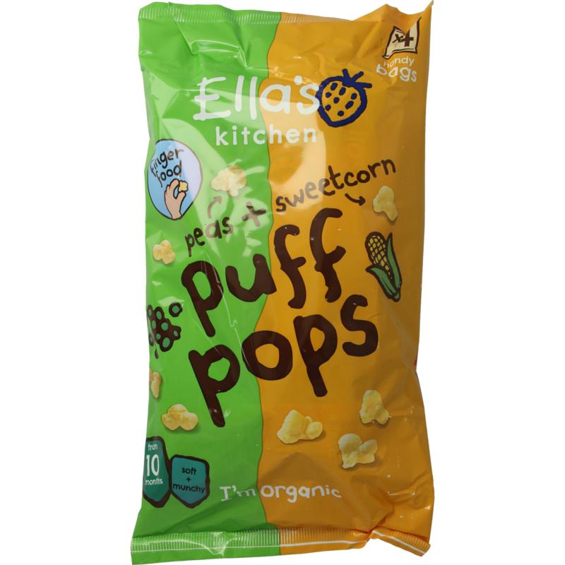 Ella's Kitchen Puff Pops Peas & Sweetcorn 10+ Maanden Bio (36 gr)