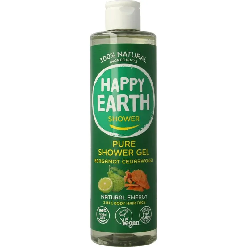 Happy Earth Douchegel Bergamot Cedarwood (300 ml)