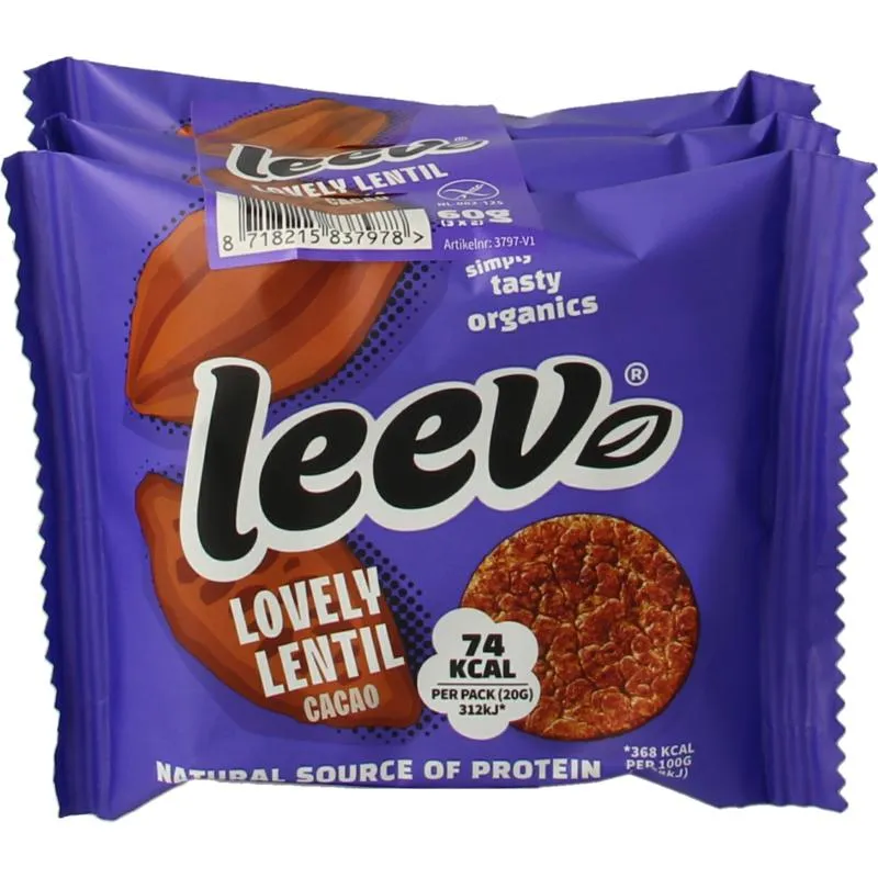 Leev Lovely Lentil Cakes Cacao Bio (60 gr)