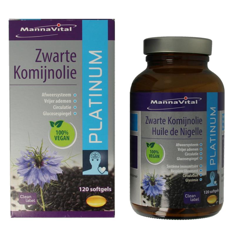 Mannavital Zwarte Komijnolie Platinum (120 softgels)