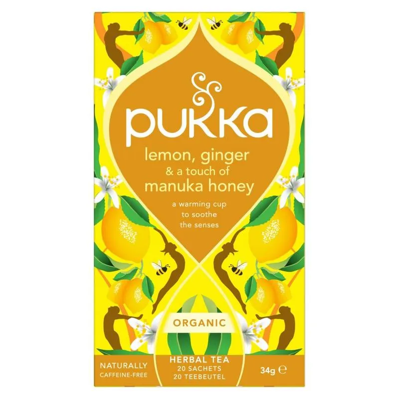 Pukka Lemon Ginger & A Touch Of Manuka Honey Bio (20 zakjes)