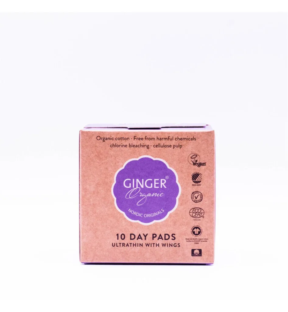 Ginger Organic Maandverband dag met vleugel (10 stuks)