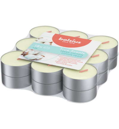 Bolsius True Scents Geurtheelichten 4 Uur Fresh Cotton (9 stuks)