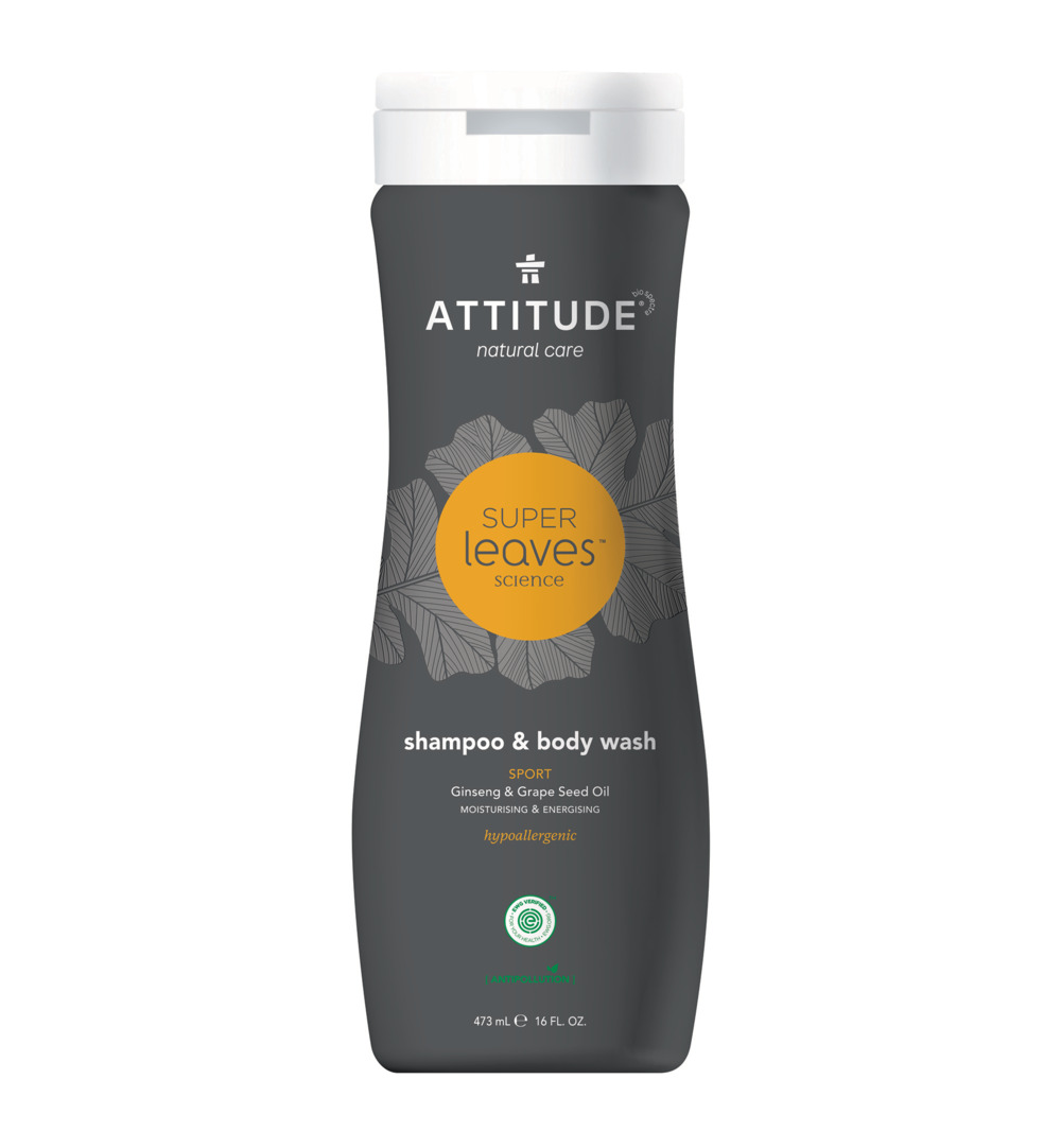 Attitude Super Leaves Shampoo & body wash 2-in-1 sport mannen (473 ml)