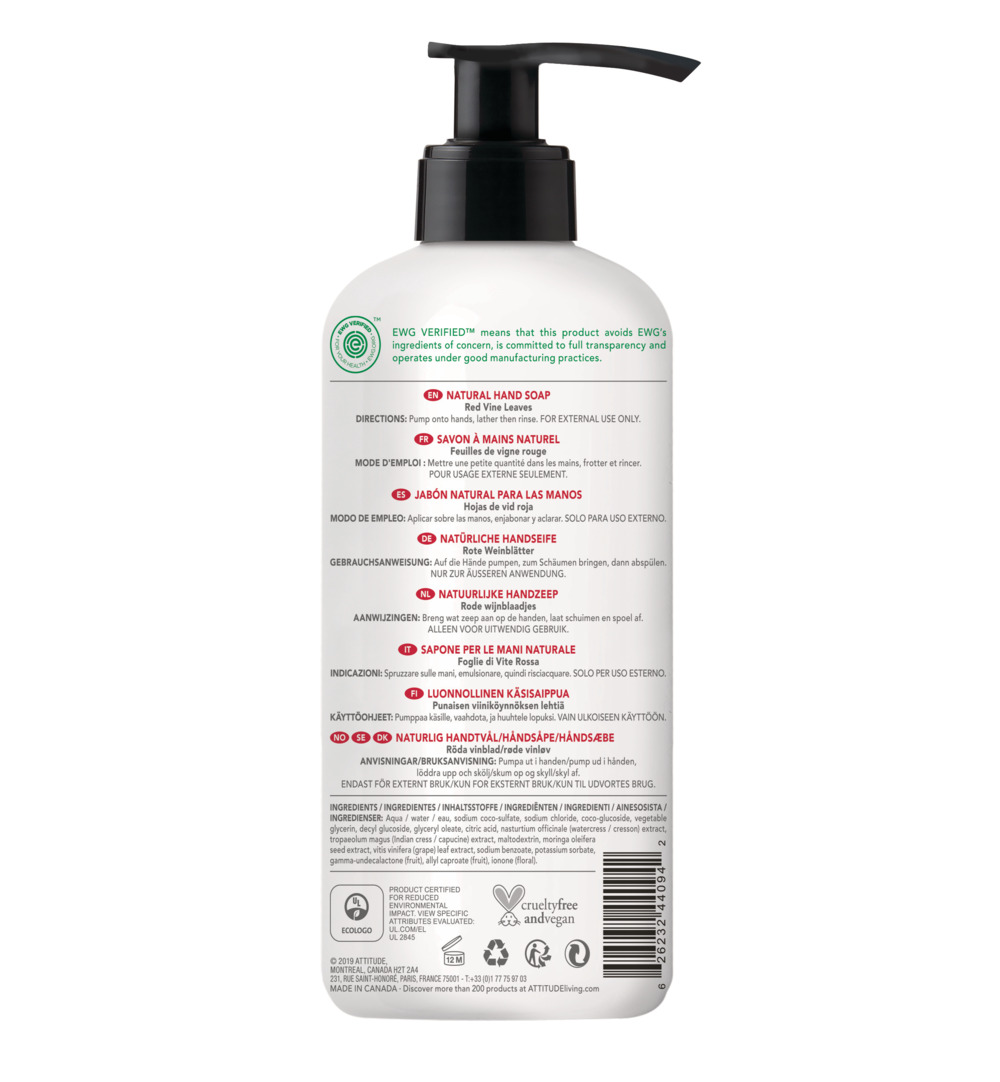 Attitude Super Leaves Handzeep red vine leaves (473 ml)