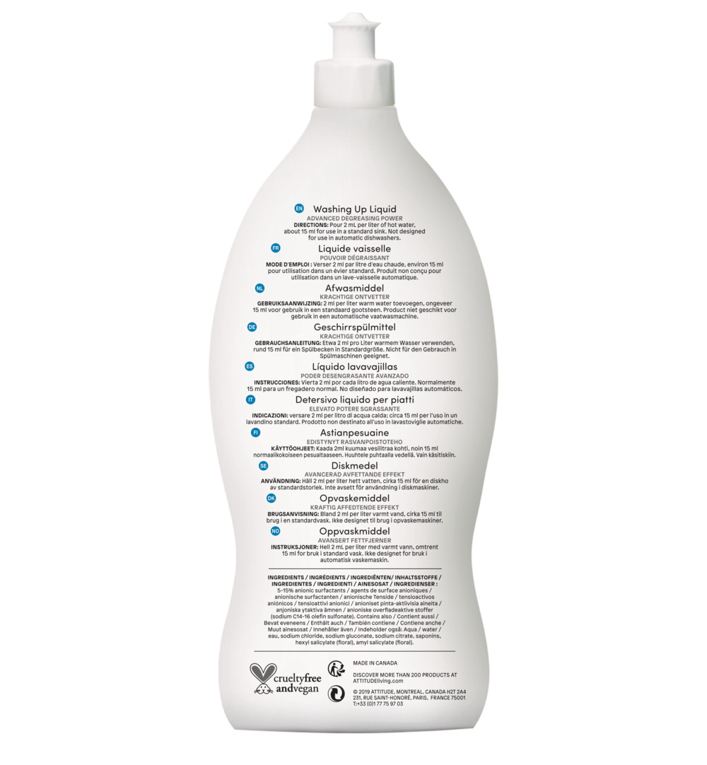 Attitude Nature+ Afwasmiddel Wild Flowers (700 ml)