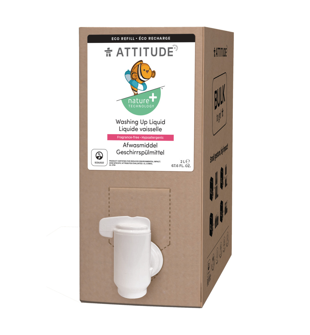 Attitude Nature+ Bulk2Go Afwasmiddel Parfum Vrij (2000 ml)