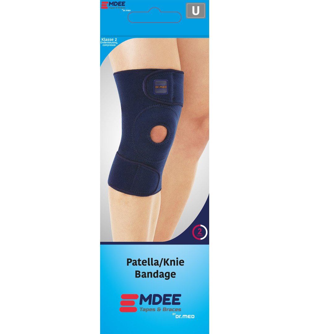 Emdee Knieband met stabilizers blauw (1 stuk)