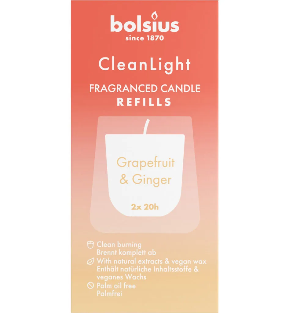 Bolsius Clean Light navullinggrapefruit / Ginger (2 stuks)