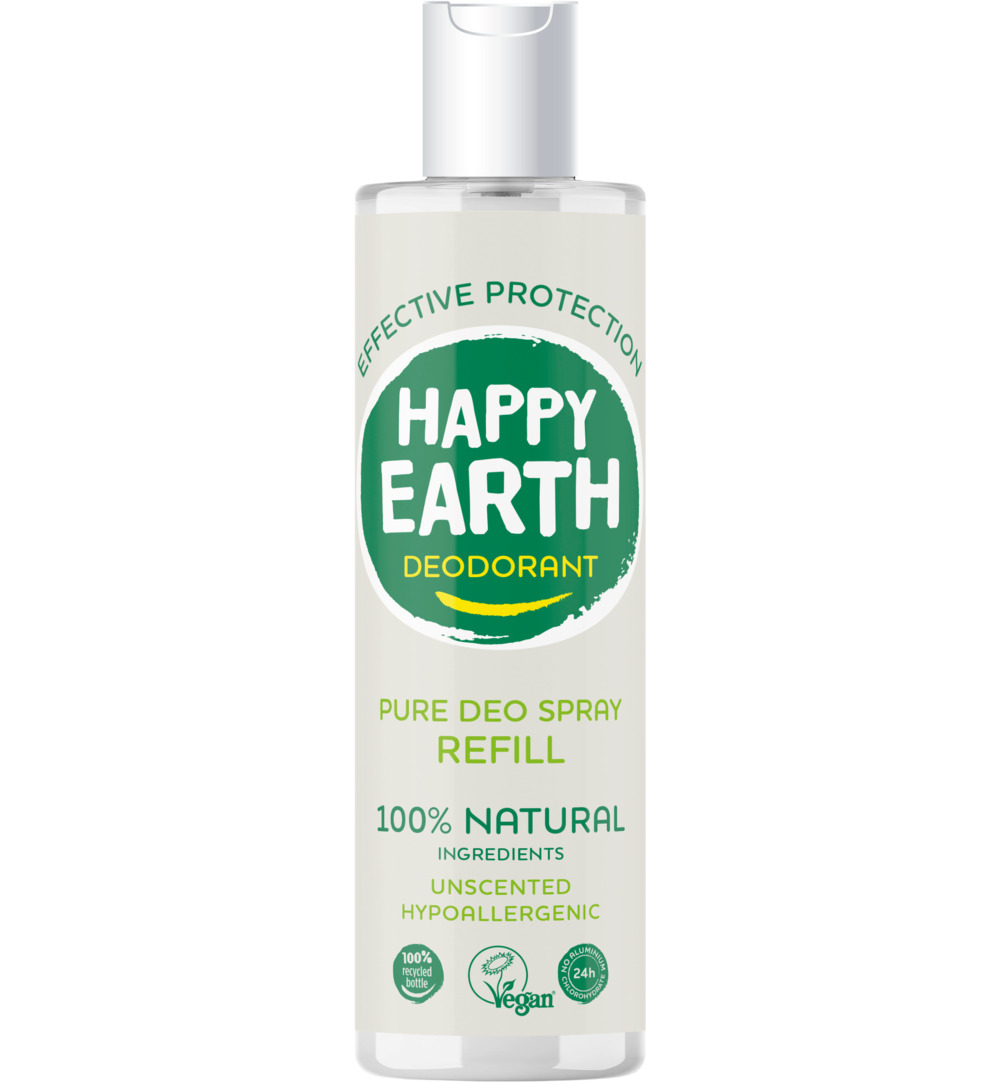 Happy Earth Pure deodorant spray unscented refill (300 ml)