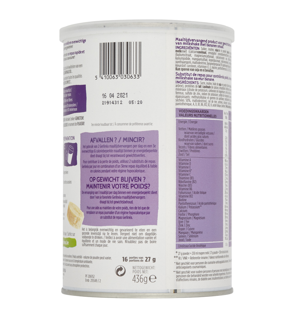 Gerlinéa Afslank Maaltijdshake Banaan (436 gr)