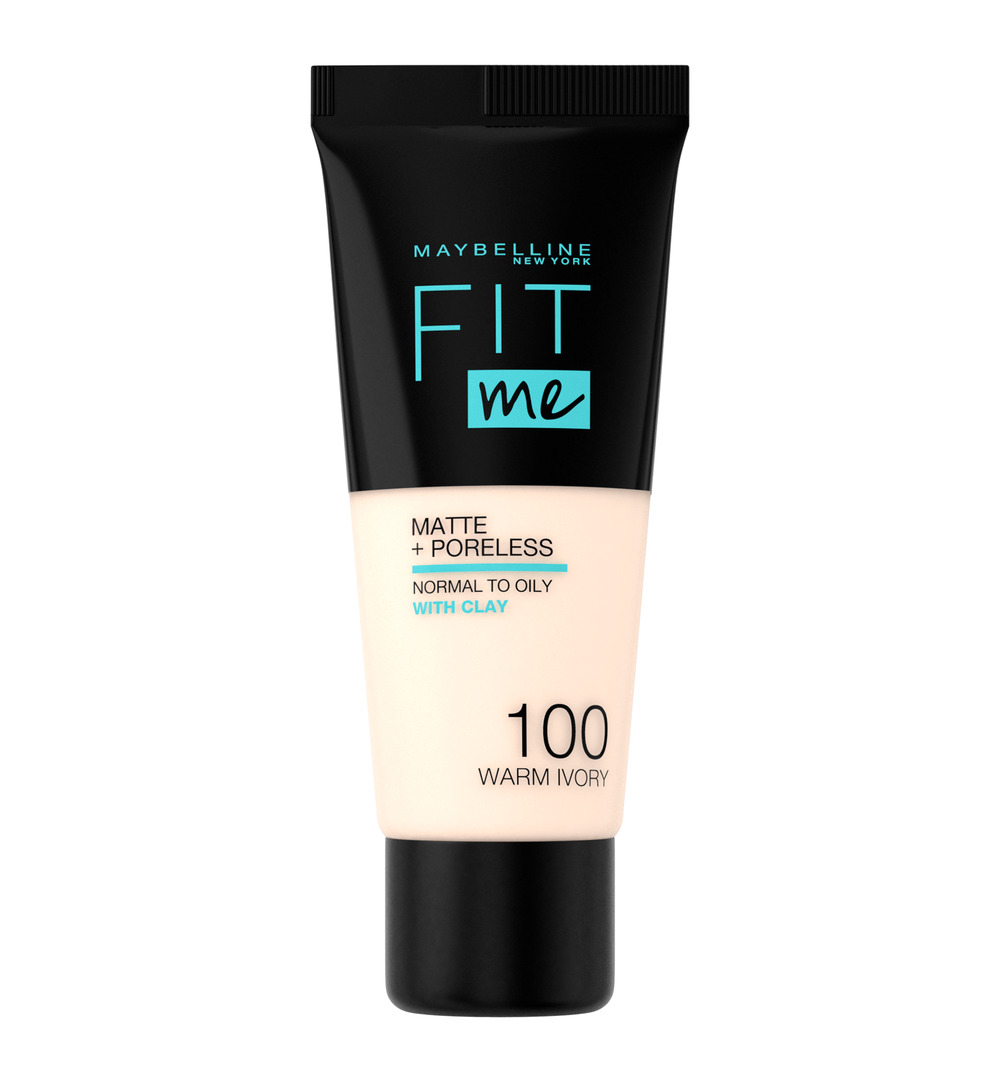 Maybelline New York Fit Me matte & poreless foundation 100 warm ivory (1 stuk)