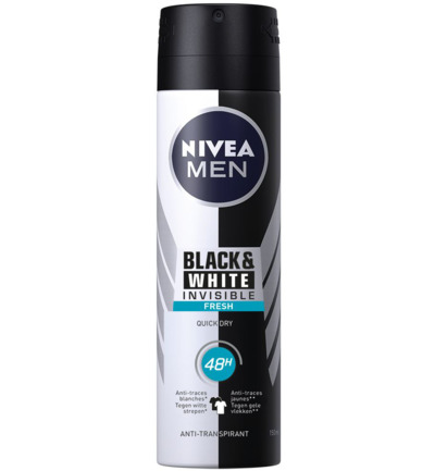 Nivea Men deodorant spray invisible black & white fresh (150 ml)