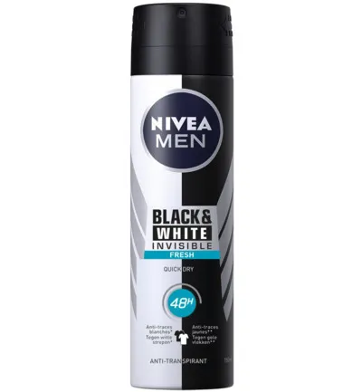 Nivea Men deodorant spray invisible black & white fresh (150 ml)