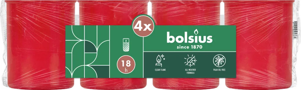 Bolsius Navulling 4X Nr40 Rood (1 stuk)