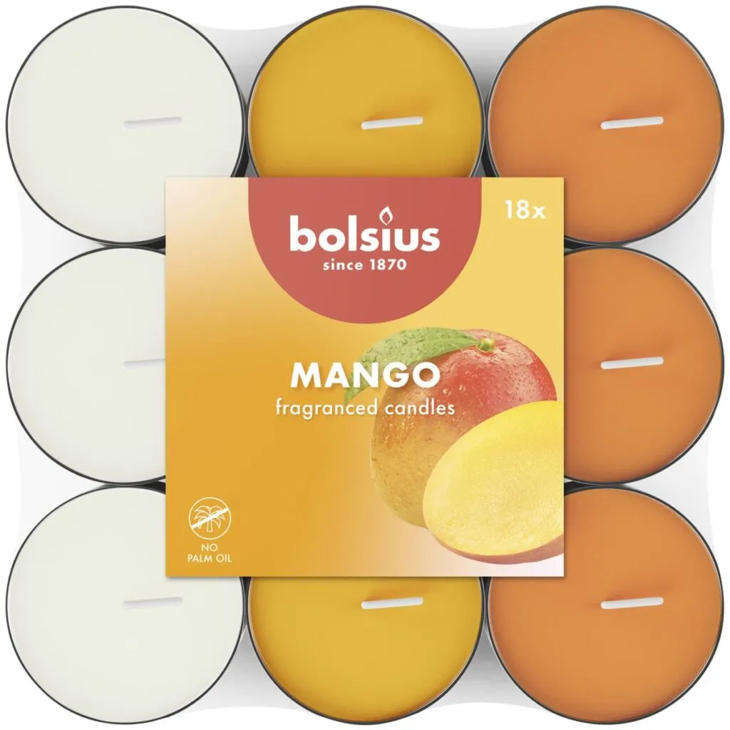 Bolsius Geurtheelicht 3,5U Mango Pack  (18 stuks)