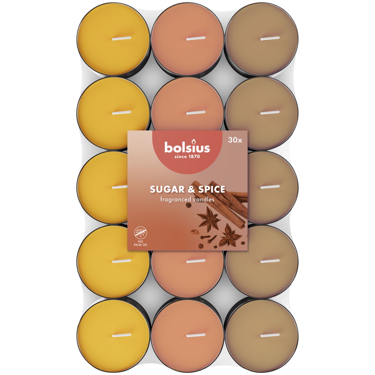 Bolsius Geurtheelicht 3,5U Sugar & Spice Pack   (30 stuks)