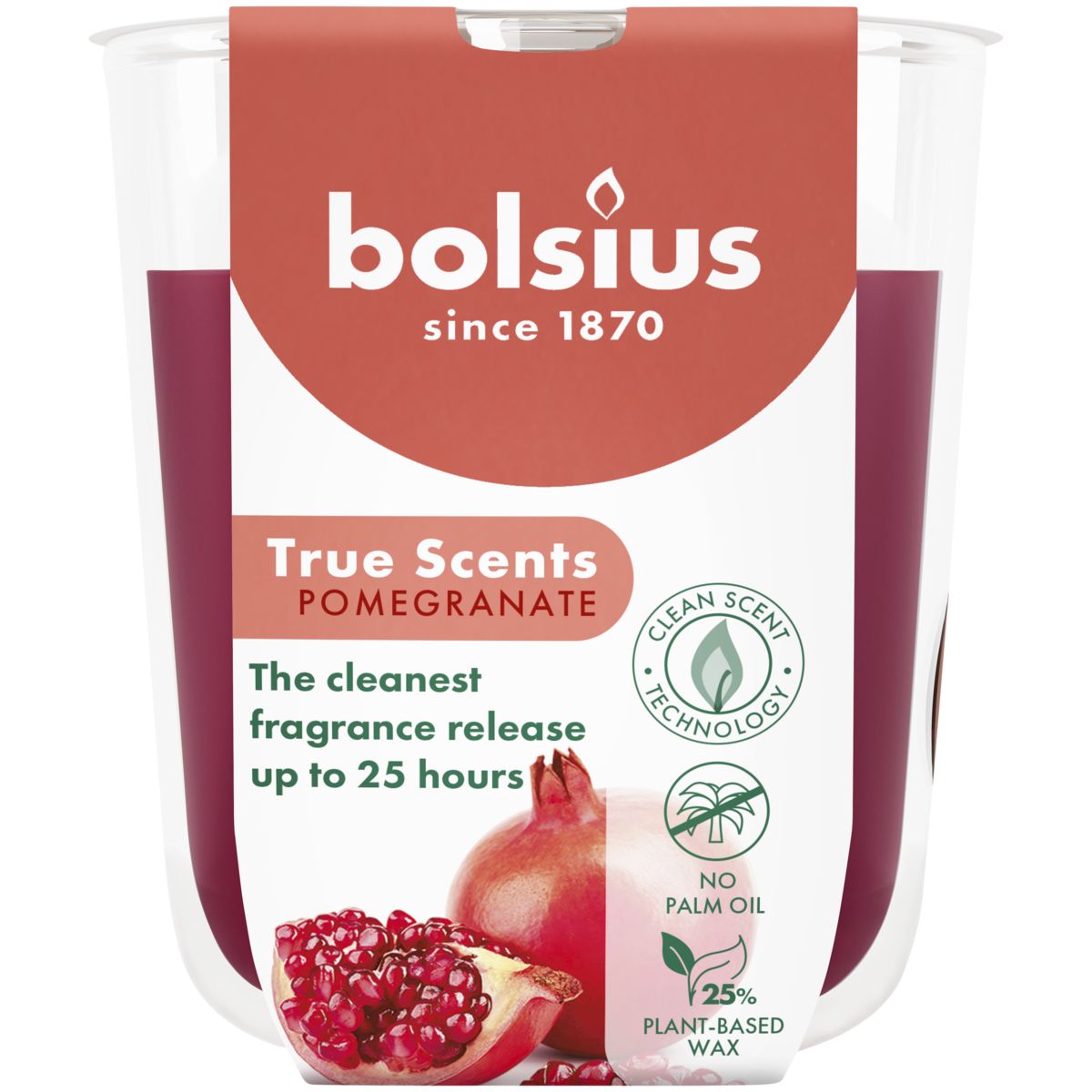 Bolsius Geurglas 80/73 True Scents Pomegranate (1 stuk)