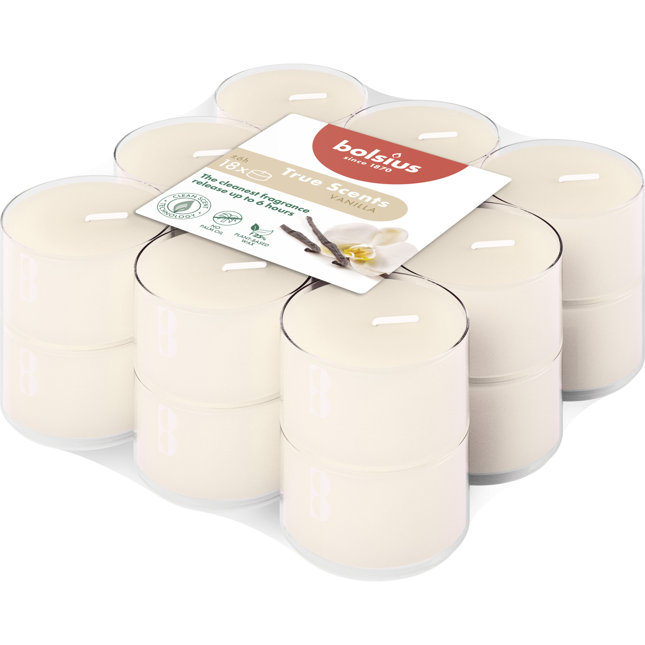 Bolsius Geurtheelichten Clear Cup 6U True Scents Vanilla (1 stuk)