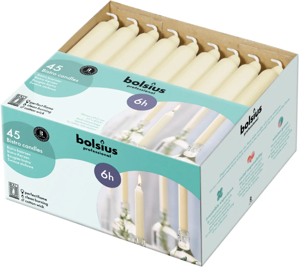 Bolsius Horeca Bistro Kaars 180/21,3 Doos 45 Ivoor (1 stuk)