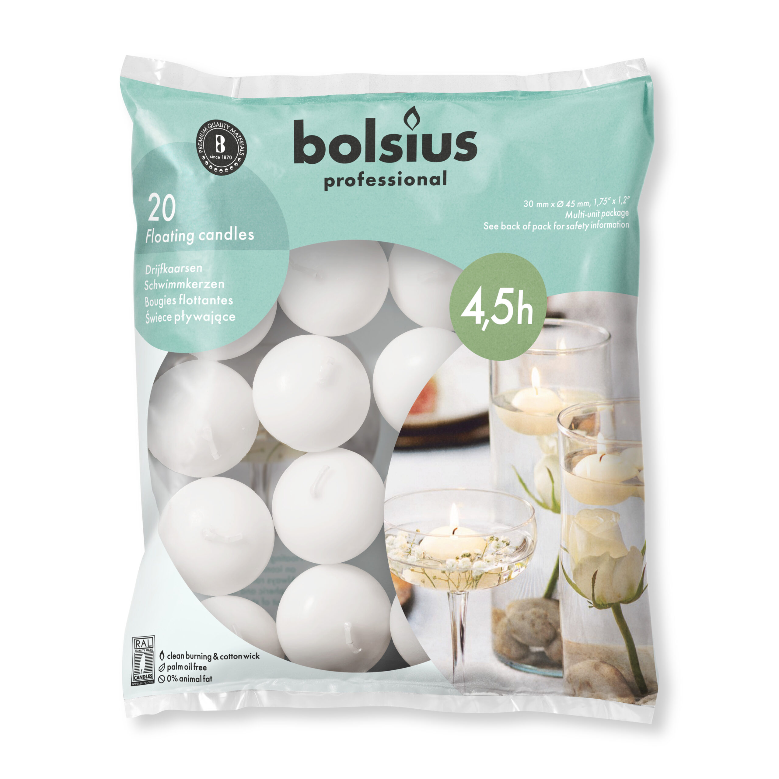 Bolsius Drijfkaarsen Zak 20 Wit (1 stuk)