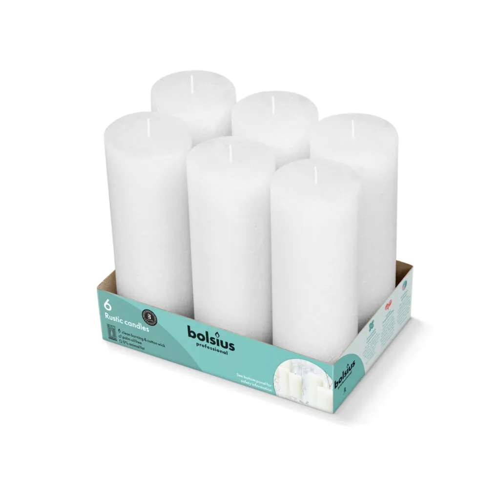 Bolsius Stompkaars Rustiek Tray 6  Wolkenwit (1 stuk)