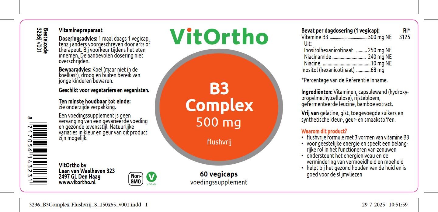 VitOrtho B3 Complex 500mg Flushvrij (60 vega capsules)