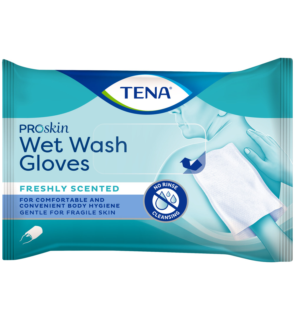 Tena Wet Wash Glove Freshly scented (8 stuks)