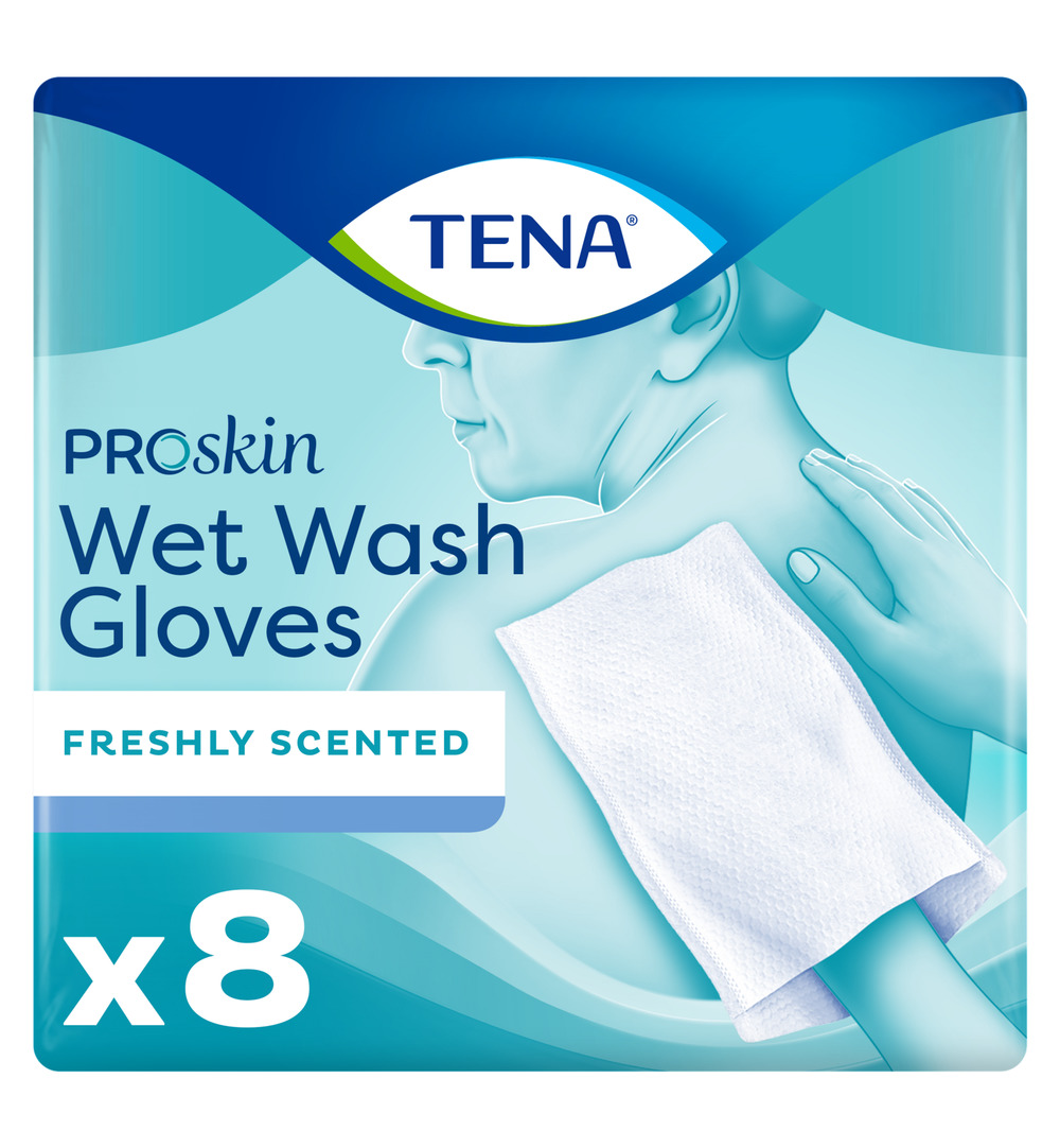 Tena Wet Wash Glove Freshly scented (8 stuks)