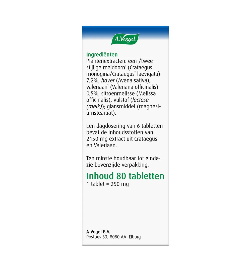 A.Vogel Crataegus + valeriaan (80 tabletten) - image 4