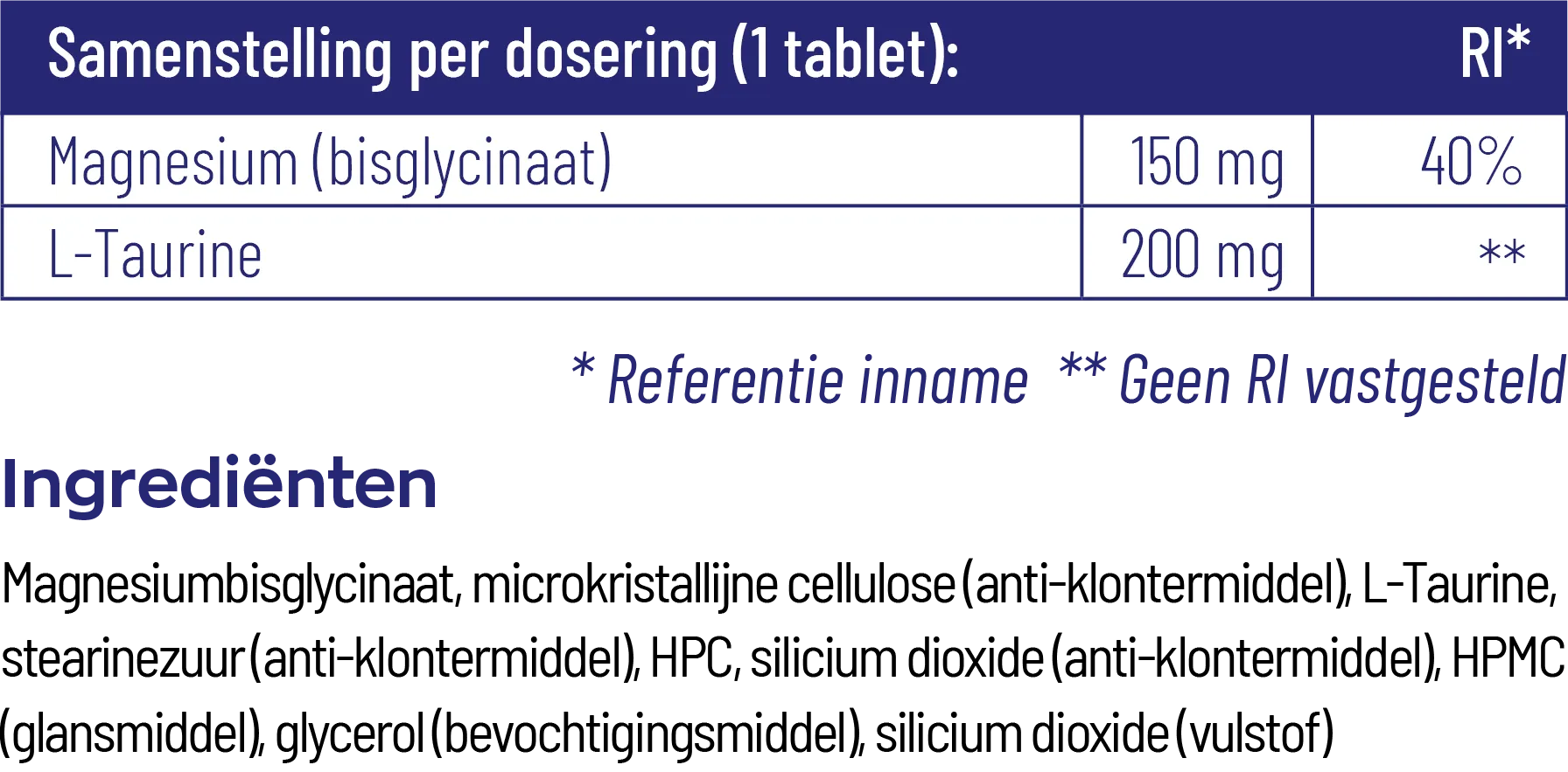 Vitakruid Magnesium 150 Bisglycinaat Met 200Mg L-Taurine (90 tabletten) - image 3