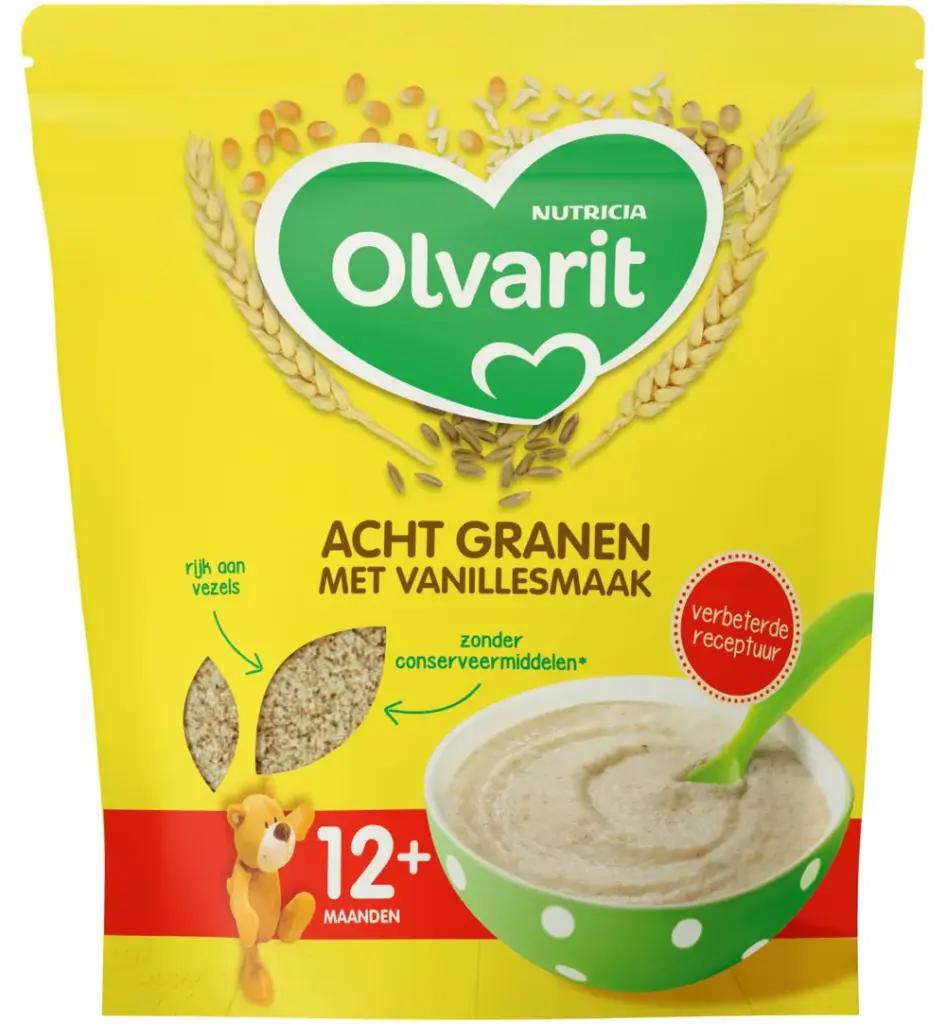 Olvarit Ontbijtpap 8granen vanille 12+ maanden (200 gr)