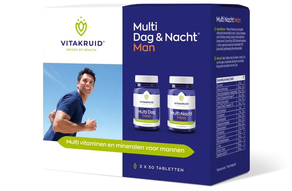 Vitakruid Multi Dag & Nacht Man 100% Vegan (2 X 30 tabletten)