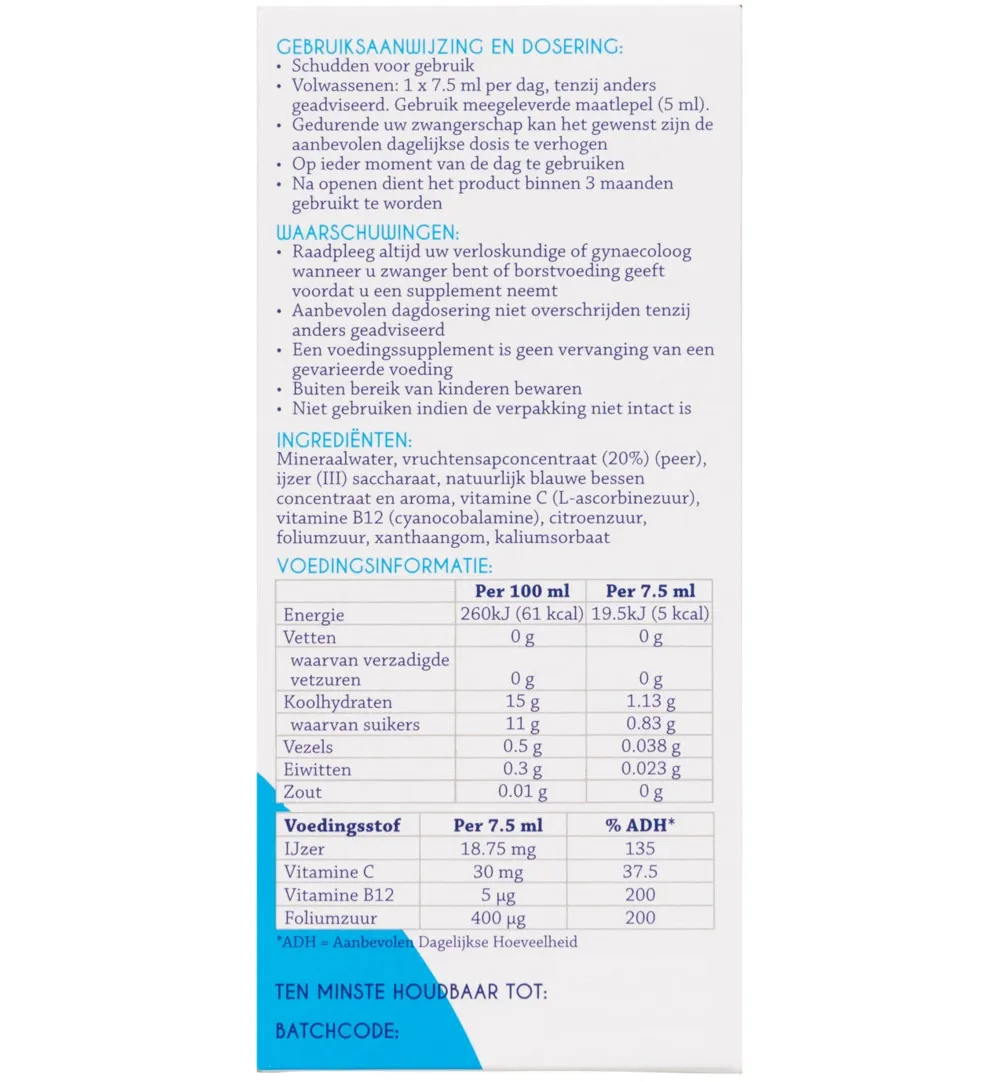 BlueIron Vloeibaar ijzer zwanger (250 ml)