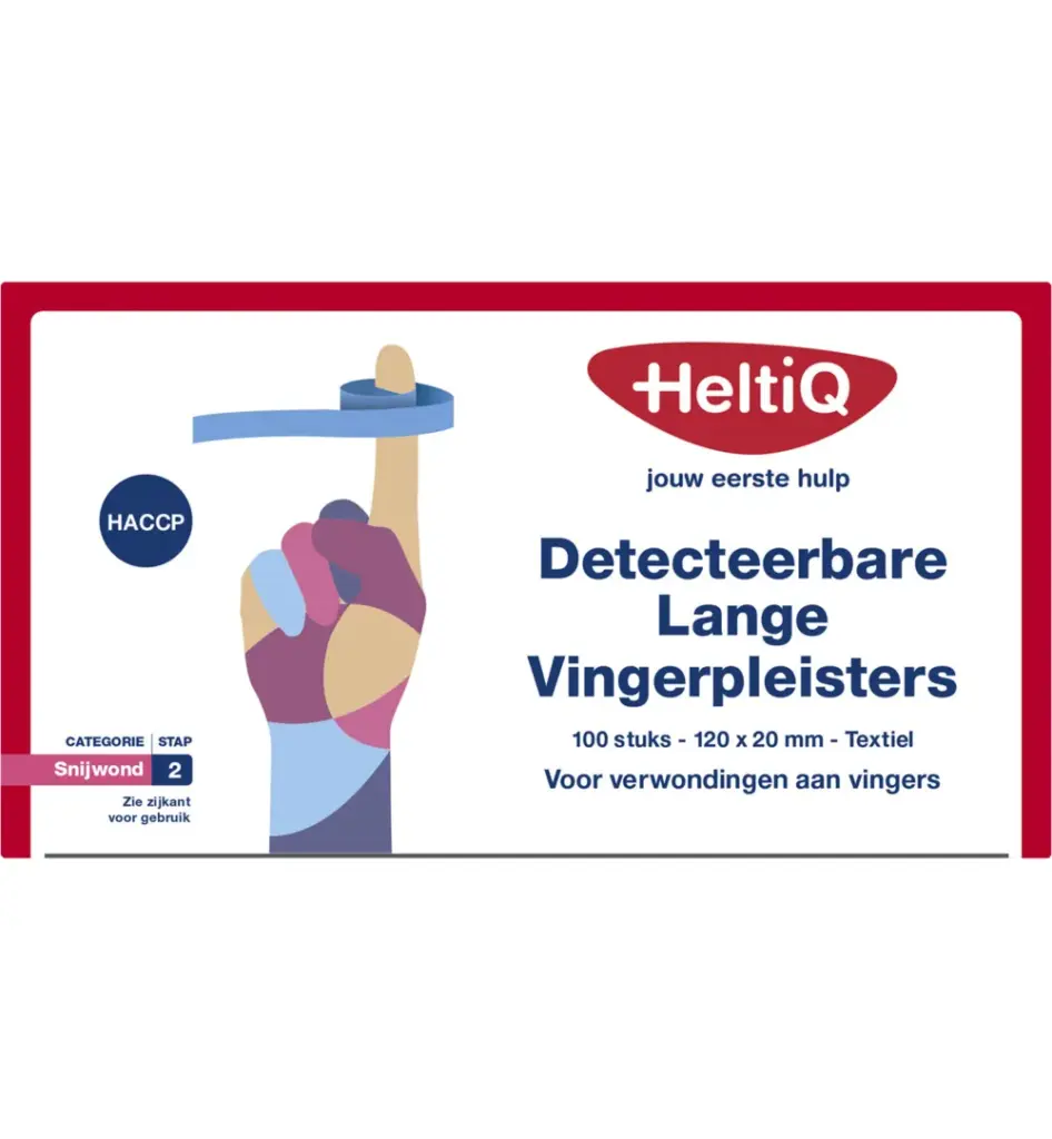 Heltiq Detect Vingerpleister Lang Textiel 120 X 20 (100 stuks)