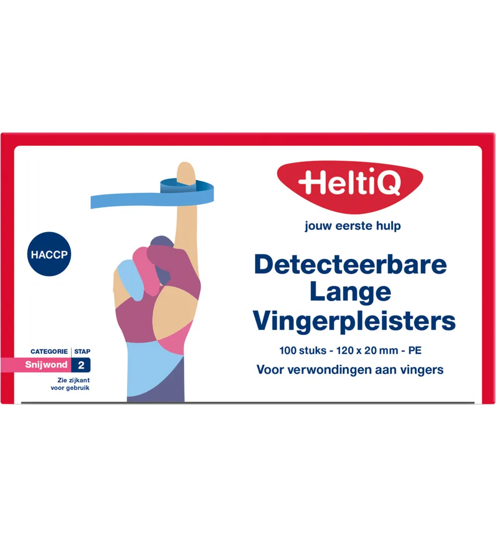 Heltiq Detect Vingerpleister Lang Pe 120 X 20 (100 stuks)