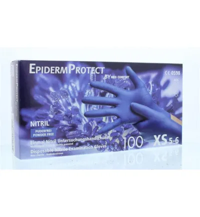 Epidermprotect Nitriel onderzoekhandschoen poedervrij XS blauw (100 stuks)