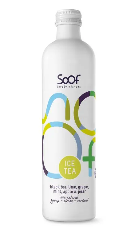 Soof Siroop Zwarte thee, Limoen, Munt, Druif, Appel & Peer (340 ml)