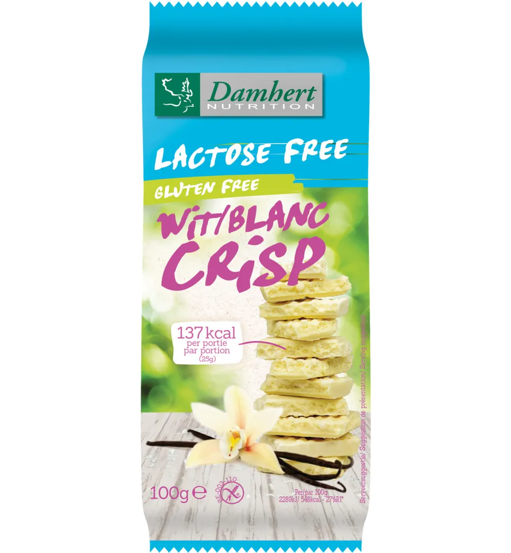 Damhert Witte Chocoladetablet Crisp Gluten- En Lactosevrij (100 gr)