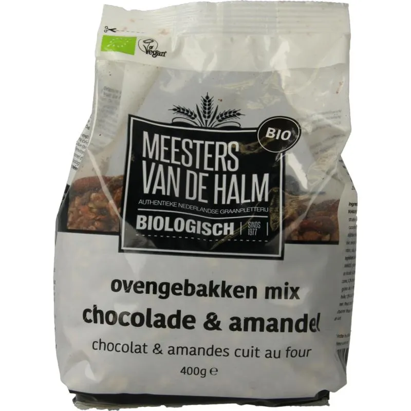 De Halm Ovengebakken Mix Chocolade En Amandel Bio (400 gr)