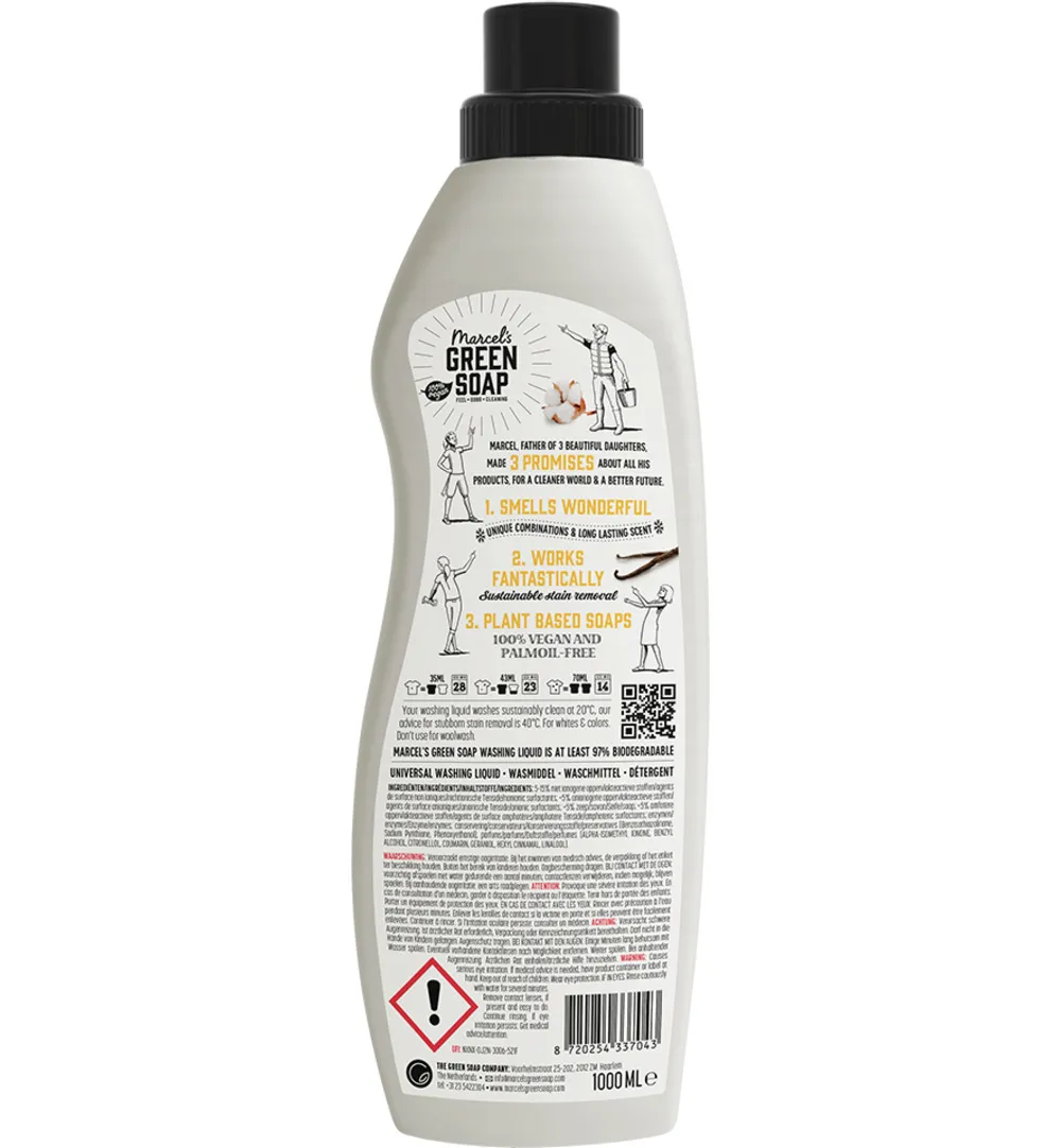Marcel's Green Soap Wasmiddel Universeel Vanille & Katoen (1000 ml)