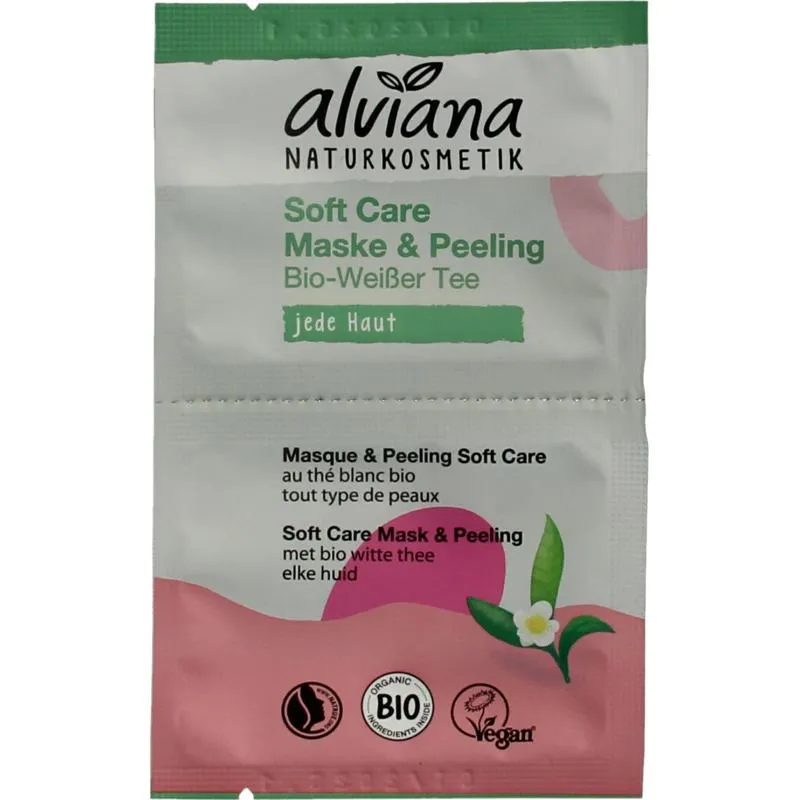 Alviana Soft care mask & peeling met b iologisch witte thee (2 stuks)