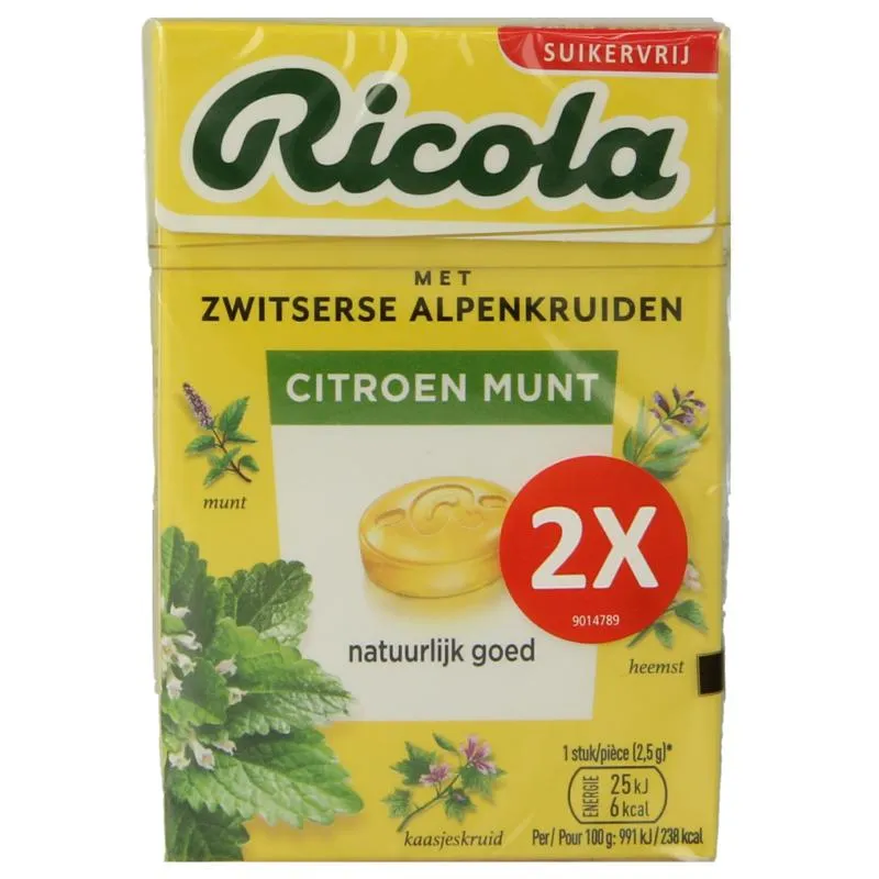 Ricola Citroen munt suikervrij duopak (2 x 50 gr)