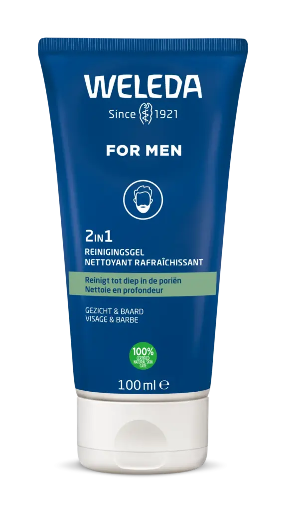 WELEDA Men 2 in1 reinigingsgel gezicht en baard (100 ml)