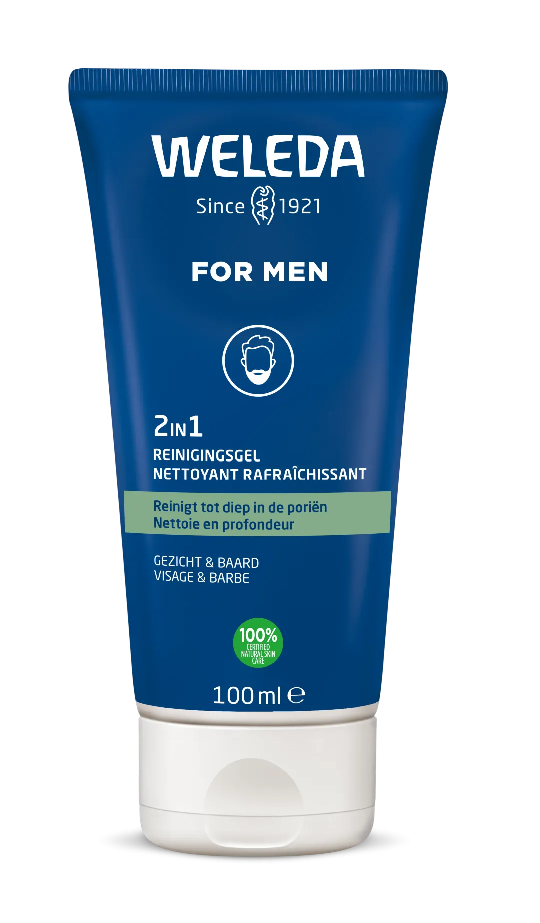 WELEDA Men 2 in1 reinigingsgel gezicht en baard (100 ml)